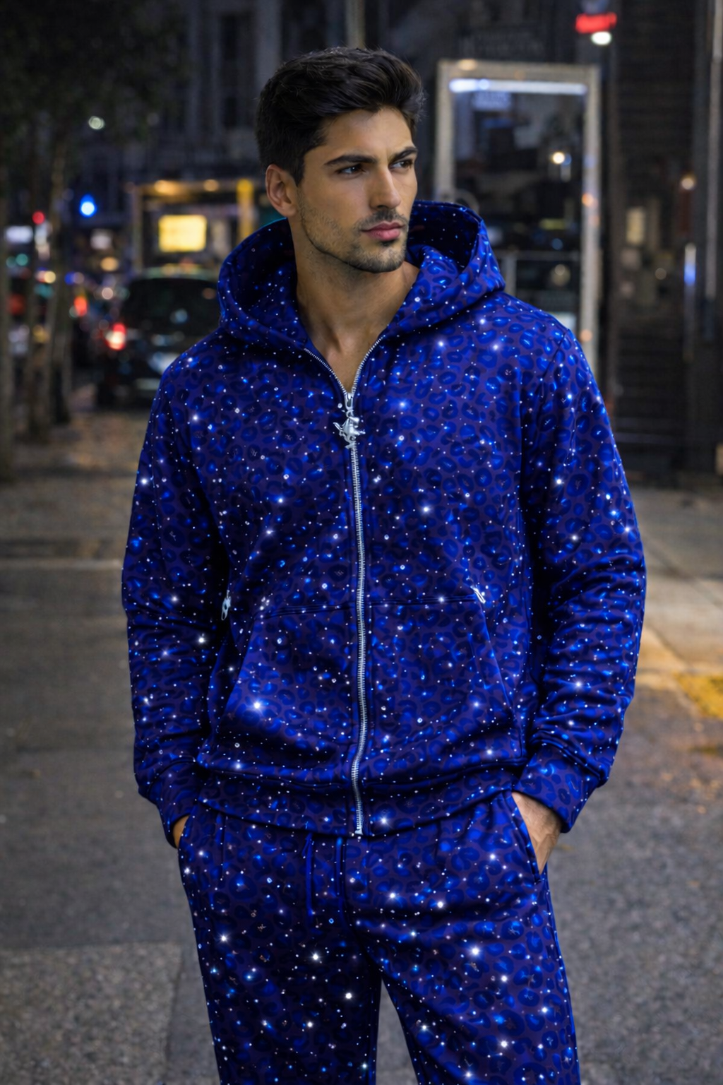 Conjunto com padrão leopardo e cristais Swarovski, edição limitada