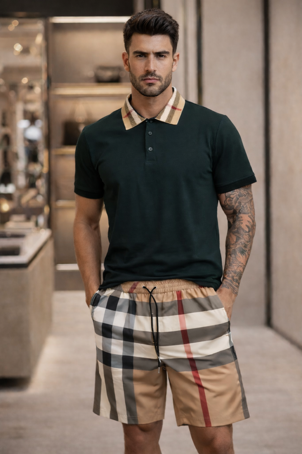 Conjunto "Burberry Club": Polo + Calças